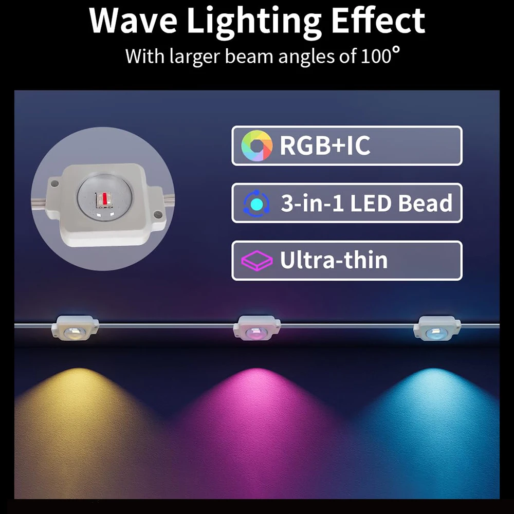 Eave Light Stringa di luce a LED per esterni APP Bluetooth RGB IC Striscia luminosa Impermeabile Scena fai-da-te Colore Tutta la casa Festa Luce di nozze