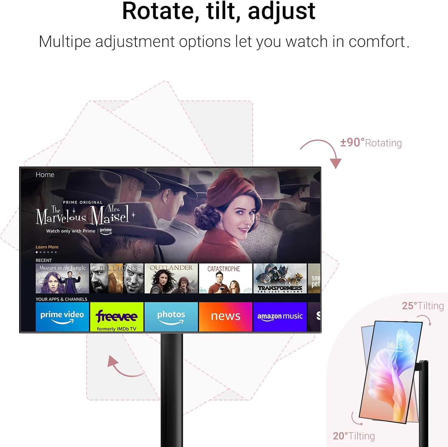 TV portátil inteligente de 22 pulgadas con ruedas, Android 4 + 64G, Monitor de pantalla táctil, tableta rodante de rotación, TV con batería integrada
