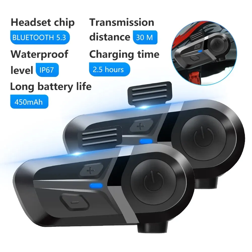 Auriculares inalámbricos para casco de motocicleta, cascos impermeables con Bluetooth 5,3, manos libres para llamadas, reproductor de música
