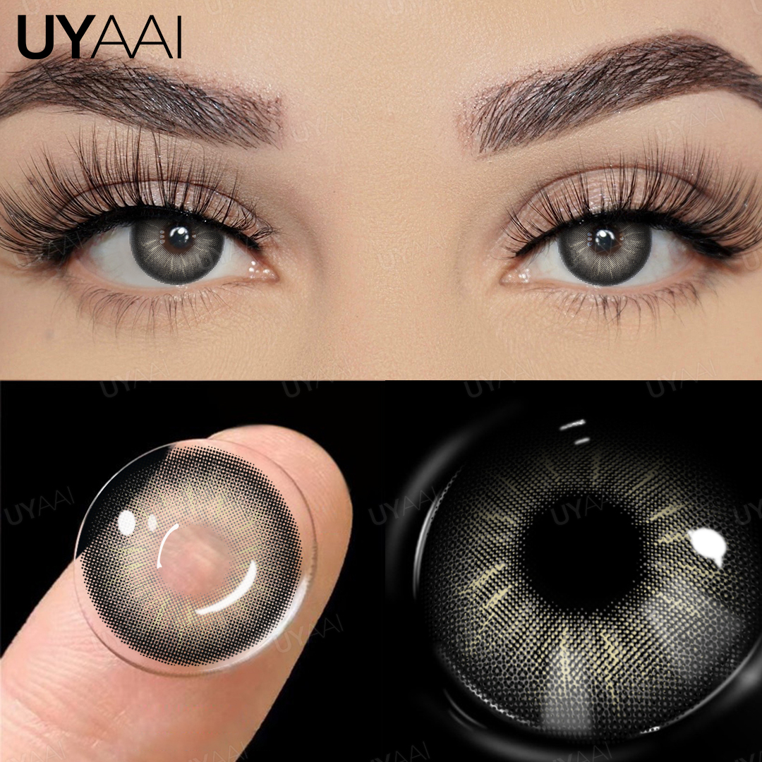 UYAAI 1 ペアブラウンナチュラルカラーアイレンズグレーファッションレンズブルーアイレンズグリーン高品質化粧品カラーコンタクト