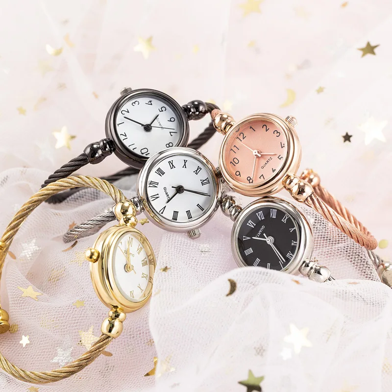 2 pçs moda de luxo relógio feminino ouro pulseira fina senhoras relógio para pulseira montre femme feminino relógio de pulso feminino relojes