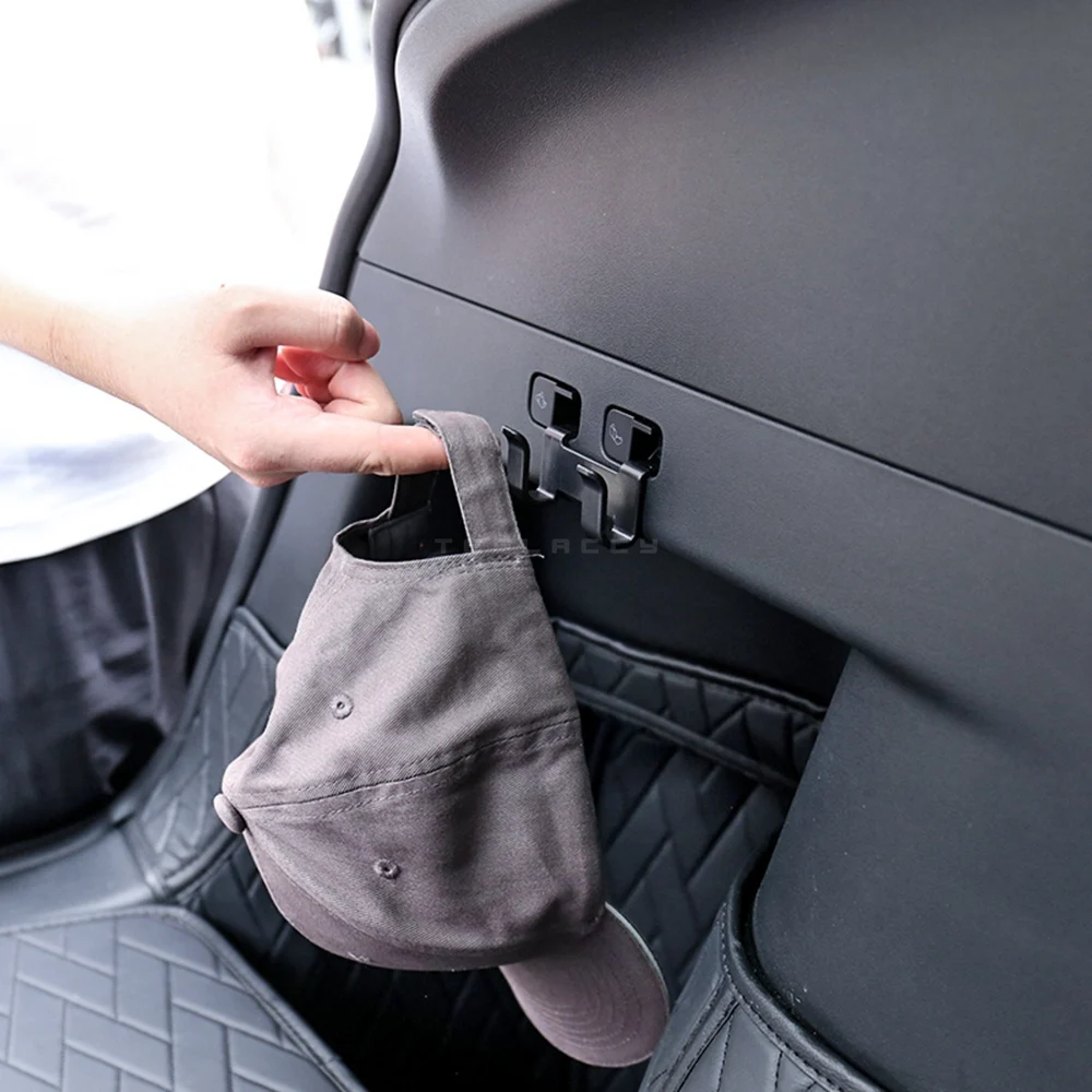 Rear Trunk Seat Button Hook for Model Y 2020 2021 2022 2023 2024 Tesla Cargo Grocery Shopping Bag Holder Umbrella Hanger Storage