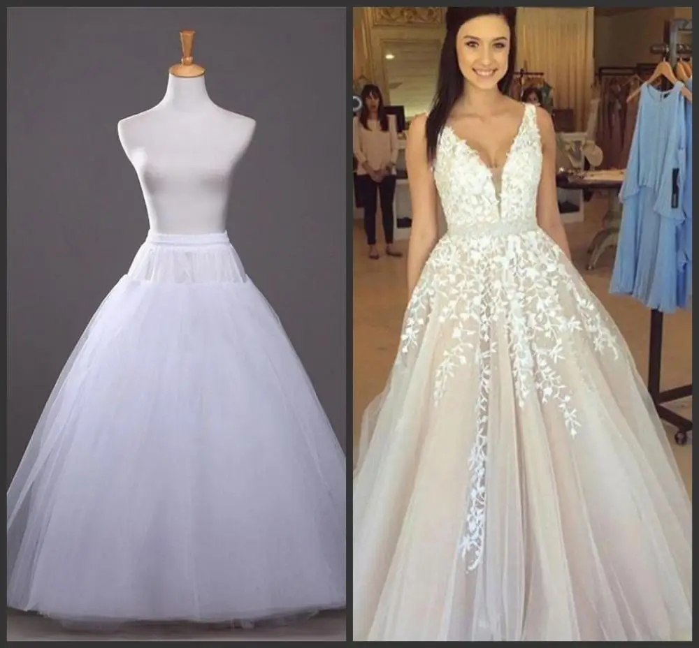 Bianco 4 strati senza cerchio sottoveste abito da sposa Crinoline abito da ballo da sposa gonna intima da donna gonna foderata abito da festa gioco di ruolo