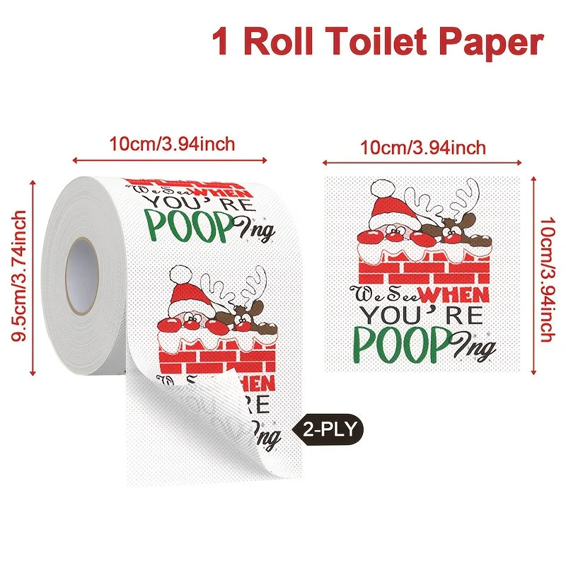 Papel higiénico con patrón de alces de Papá Noel, decoración festiva para el baño de Navidad, adorno festivo, decoración del hogar, decoración navideña para el baño