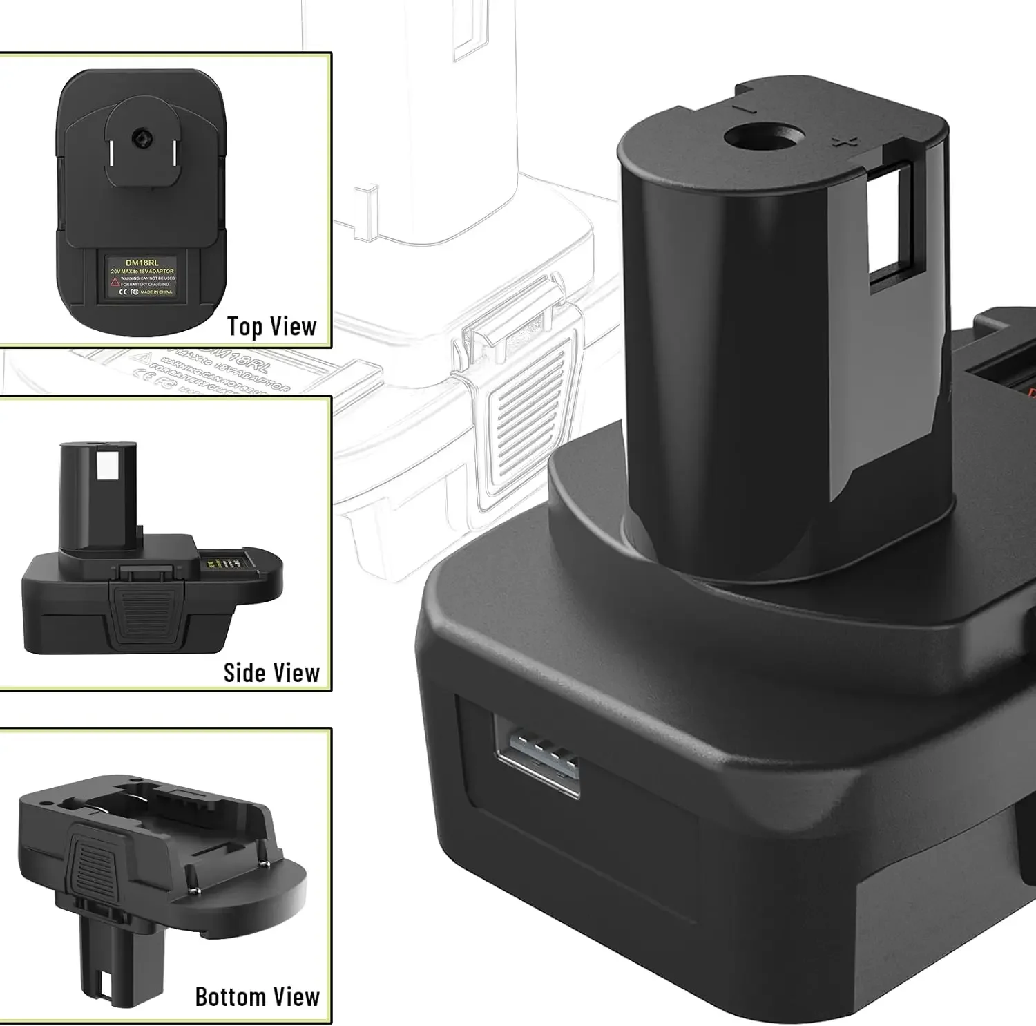 Battery Adapter Converter with USB For Dewalt 20V Li-ion for Milwaukee 18V Li-ion Battery to for Ryobi 18V Li-ion Battery tool