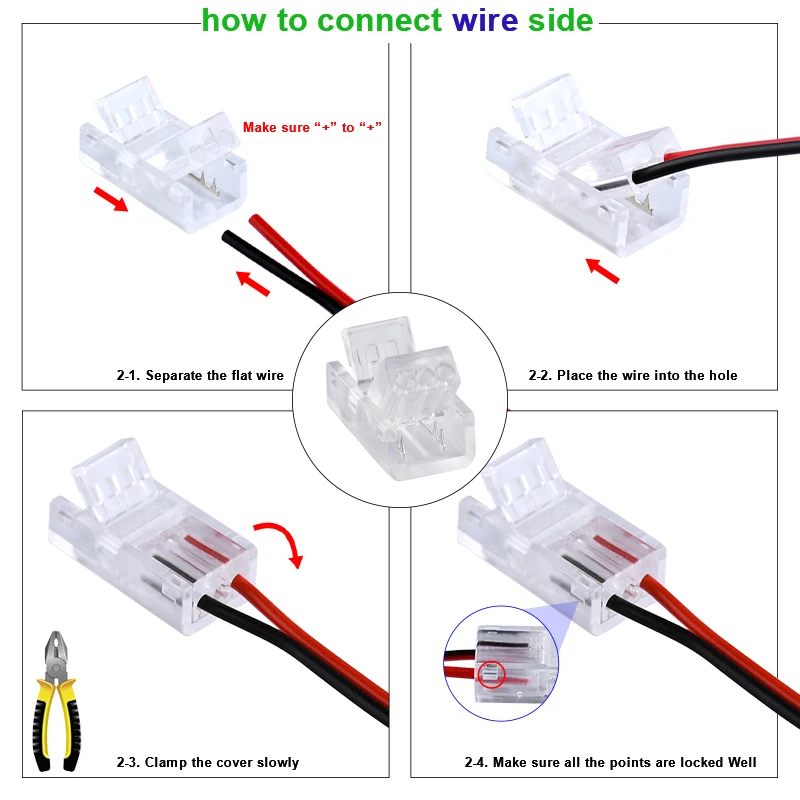 5 ชิ้น 8 มิลลิเมตร 10 มิลลิเมตร 2pin COB LED Strip Connector Extension Wire Terminal LED ตัวเชื่อมต่อสําหรับ 2835 5050 SMD COB เทปไฟ