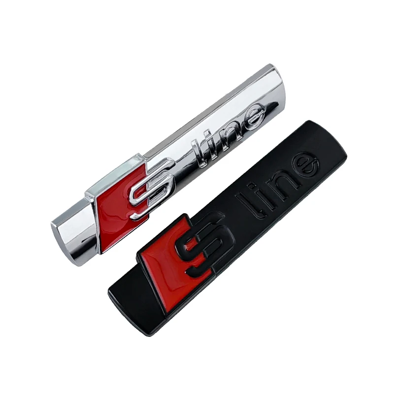 3D Metal Large SLINE Logo S Line Emblem Car Front Grille Badge For Audi A1 A2 A3 A4 A5 A6 Q2 Q3 Q5 Q7 S3 S4 S5 Sline Accessories