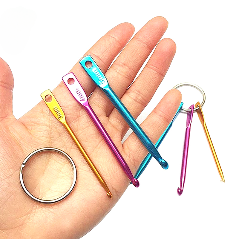 3 teile/satz Mehrfarbige Mini Aluminium Schlüsselbund Häkelnadeln DIY Handwerk Werkzeuge Stricknadeln Farbige Aluminiumoxid
