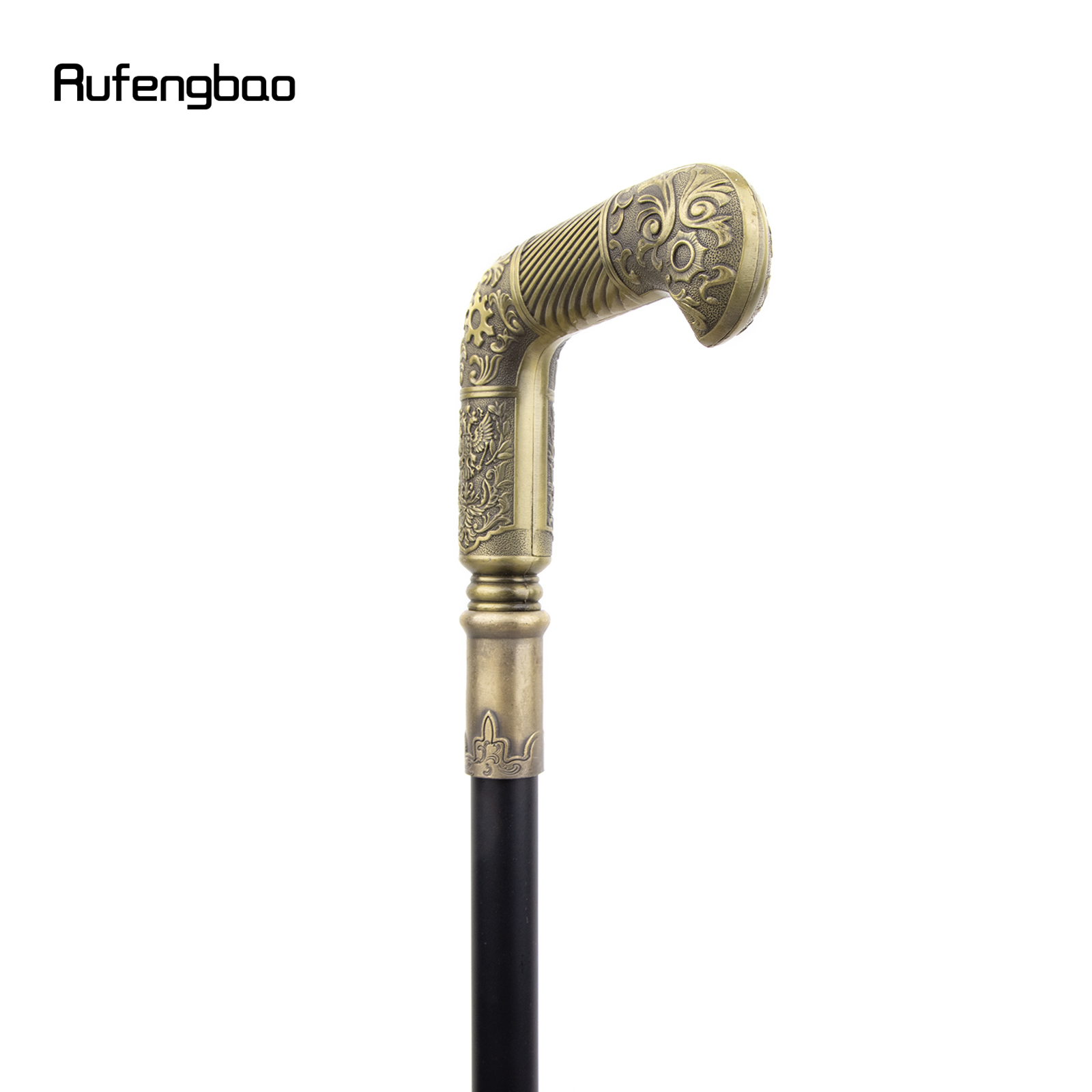 Coppery Russia Double Headed Eagle Gear Walking Stick Party Elegant Walking Stick Decorative Cospaly Cane Knob Crosier 90cm