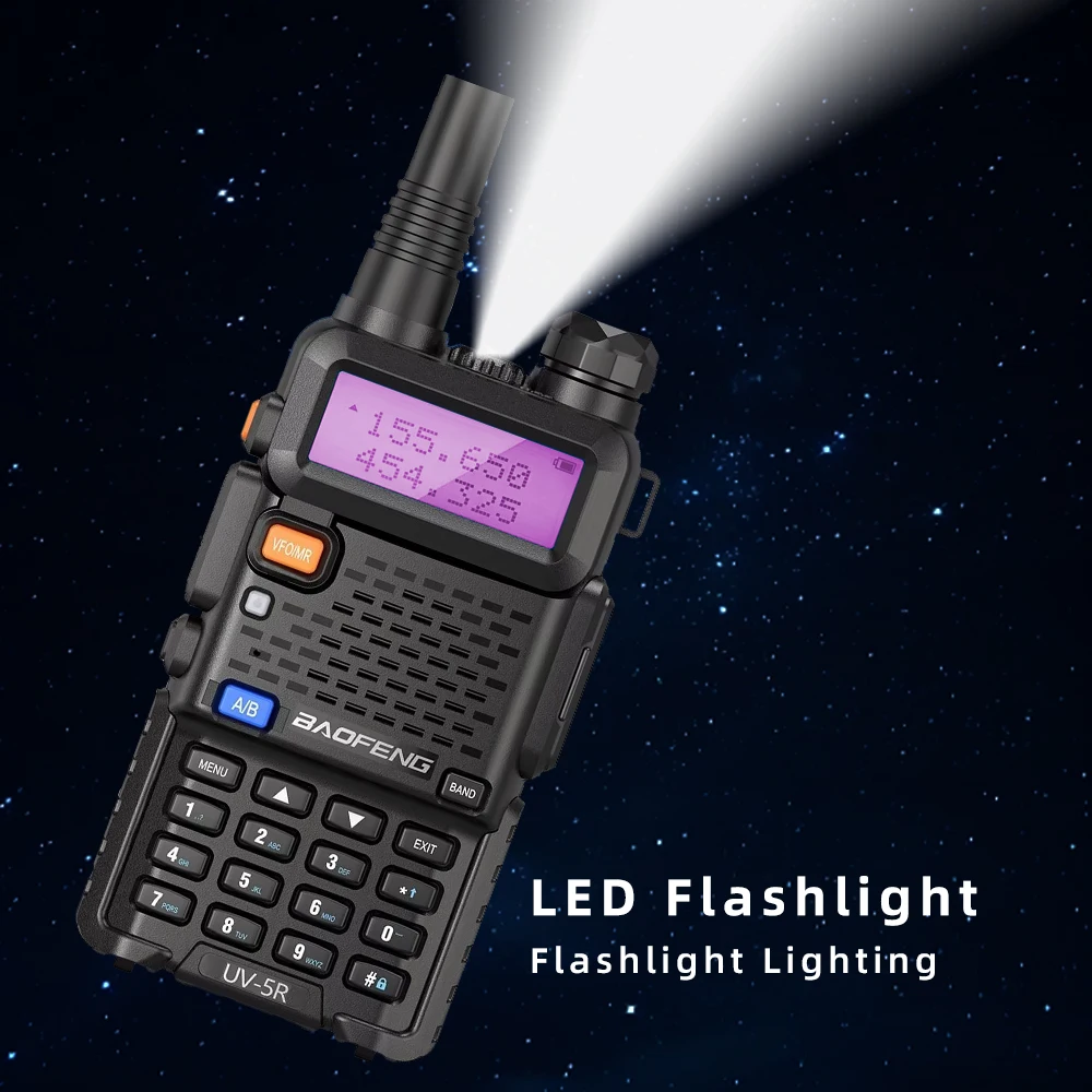 1PC Baofeng High Quality UV-5R Portable Handheld Walkie Talkie 128 Channels 3-5KM Long Range FM Radio Communication USB