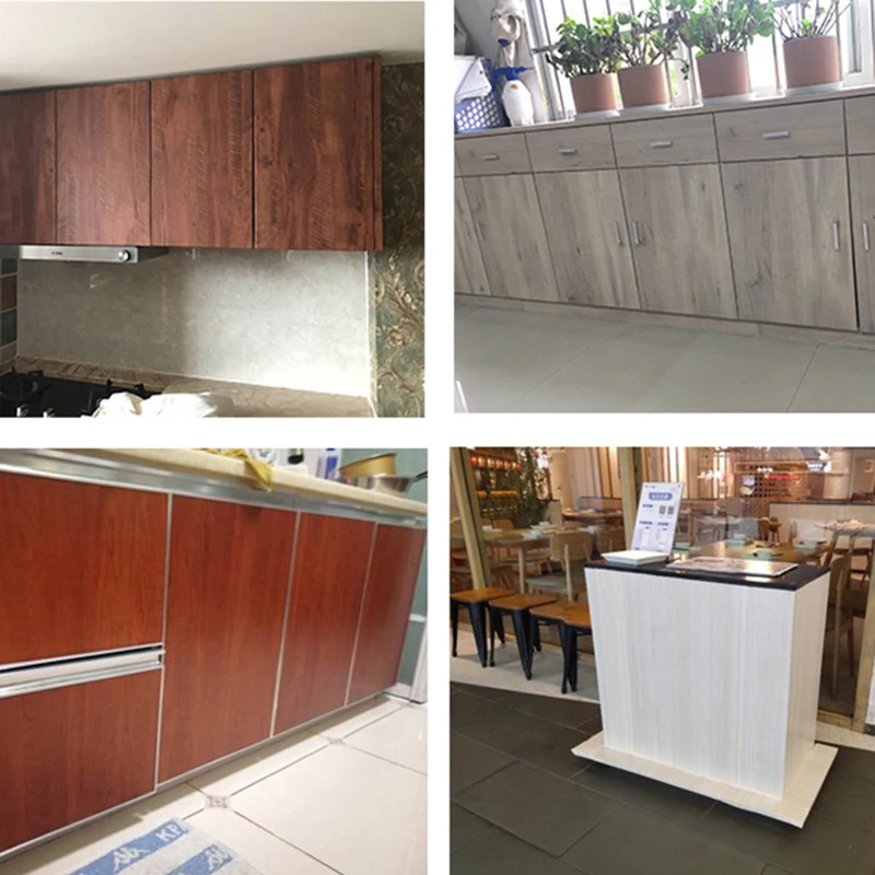 กันน้ําไม้วอลล์เปเปอร์ไวนิล Self Adhesive วอลเปเปอร์ประตูตู้เดสก์ท็อปโมเดิร์นเฟอร์นิเจอร์ตกแต่งกระดาษ