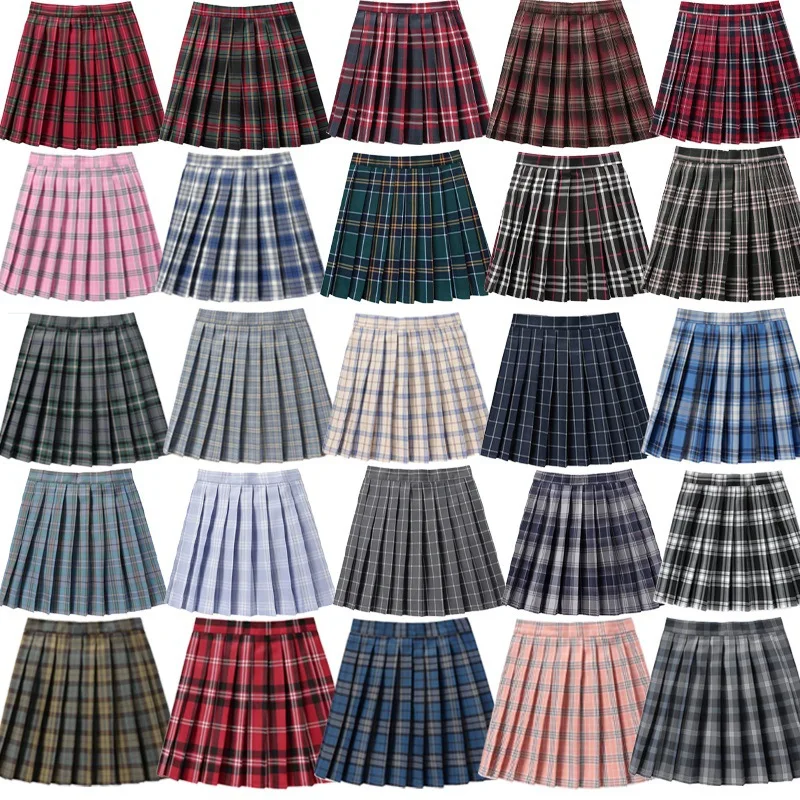 Falda plisada a cuadros de verano con falda Jk coreana uniforme Escuela Japonesa Preppy A Line Mini faldas