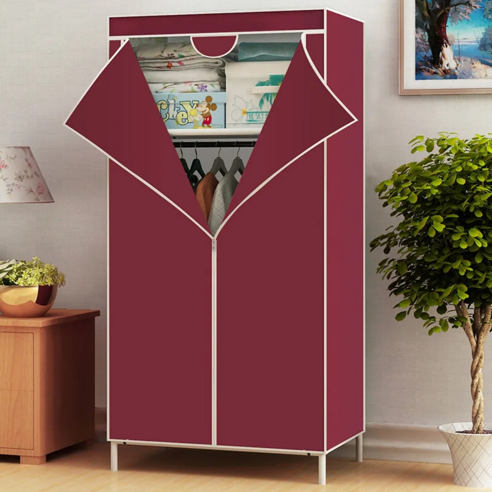 Simple ตู้เสื้อผ้าพับกันฝุ่น Garderobe แบบพกพาตู้ห้องนอน Minimalist ยืนผ้าผ้า Organizer