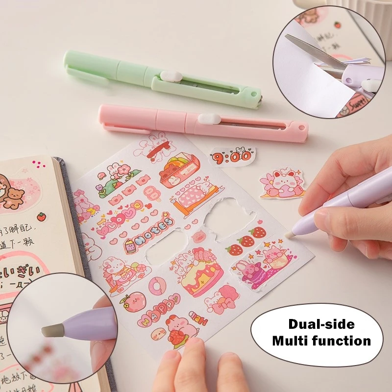 Mini Color Folding Scissor Pen Cutter Portable Size Safe Ceramic Pencutter Utility Knife for Paper Work Diary School A7021