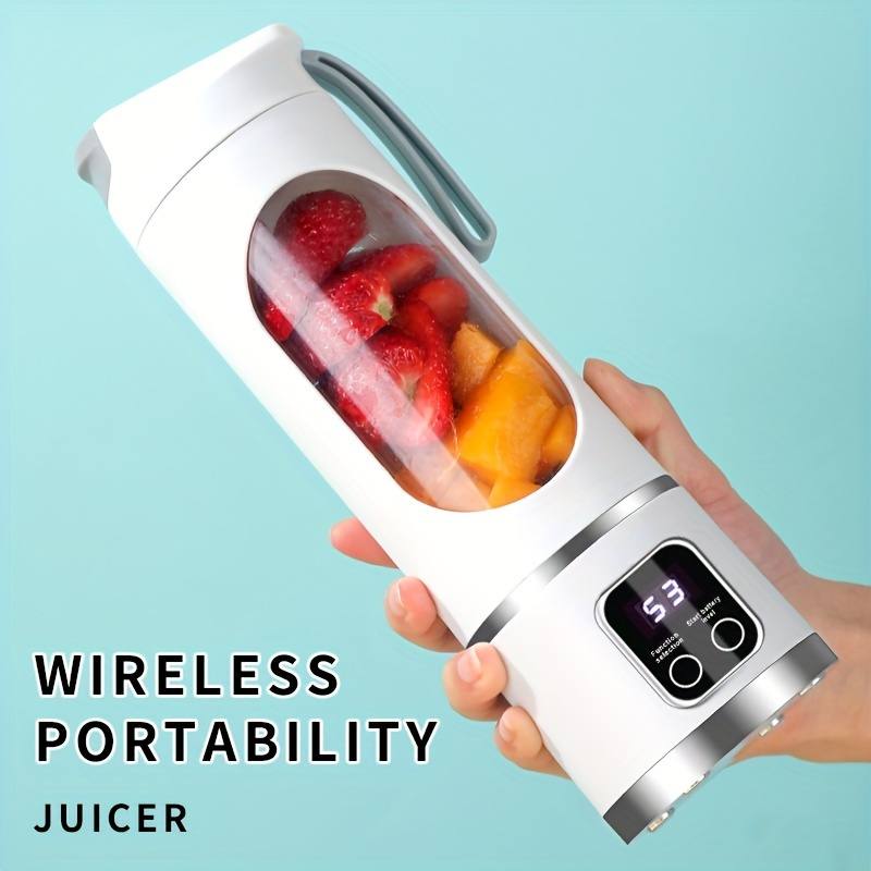 Electric Juicer, Home Ice Crusher Cup, USB Charging Wireless Portable 3-Speed Mode LED Display Juice Machine, Outdoor Walking Mu