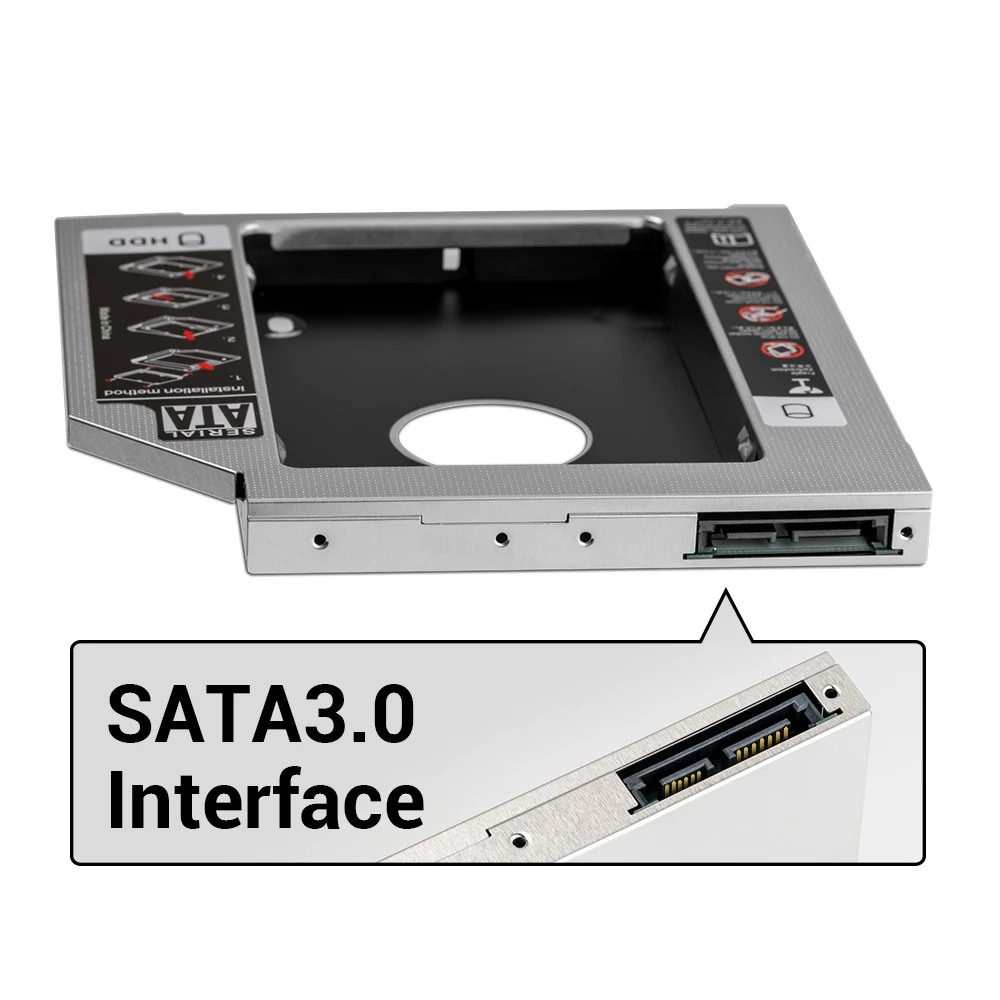 UnionSine-Adaptador de disco duro para ordenador portátil, caja SSD de 9,0 pulgadas, 9,5, 12,7, 3,0mm, HDD, Caddy, SATA 2,5, CD, DVD-ROM, Optibay