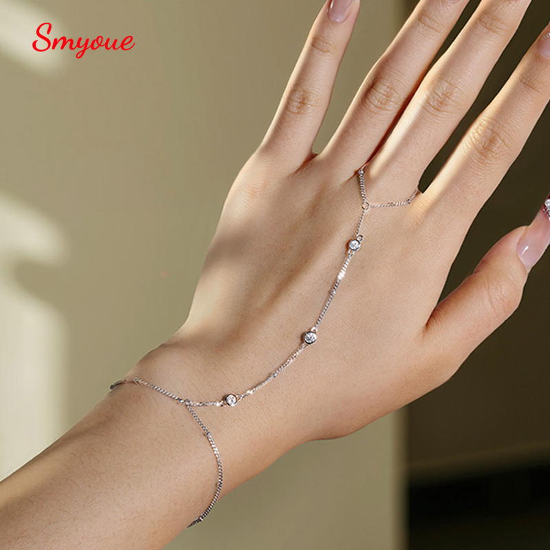 Smyoue 3 mm Moissanit-Armbänder für Damen, 14–21 cm, Handgelenkgröße, verstellbare Kette, 925er Sterlingsilber, 18 Karat, Großhandelsschmuck