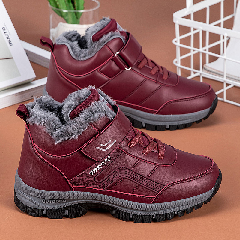 Winter Stiefel Für Frauen High Top Schuhe Wasserdichte PU Leder Plüsch Warm Halten Turnschuhe Frau Outdoor Knöchel Schnee Stiefel Casual Schuhe