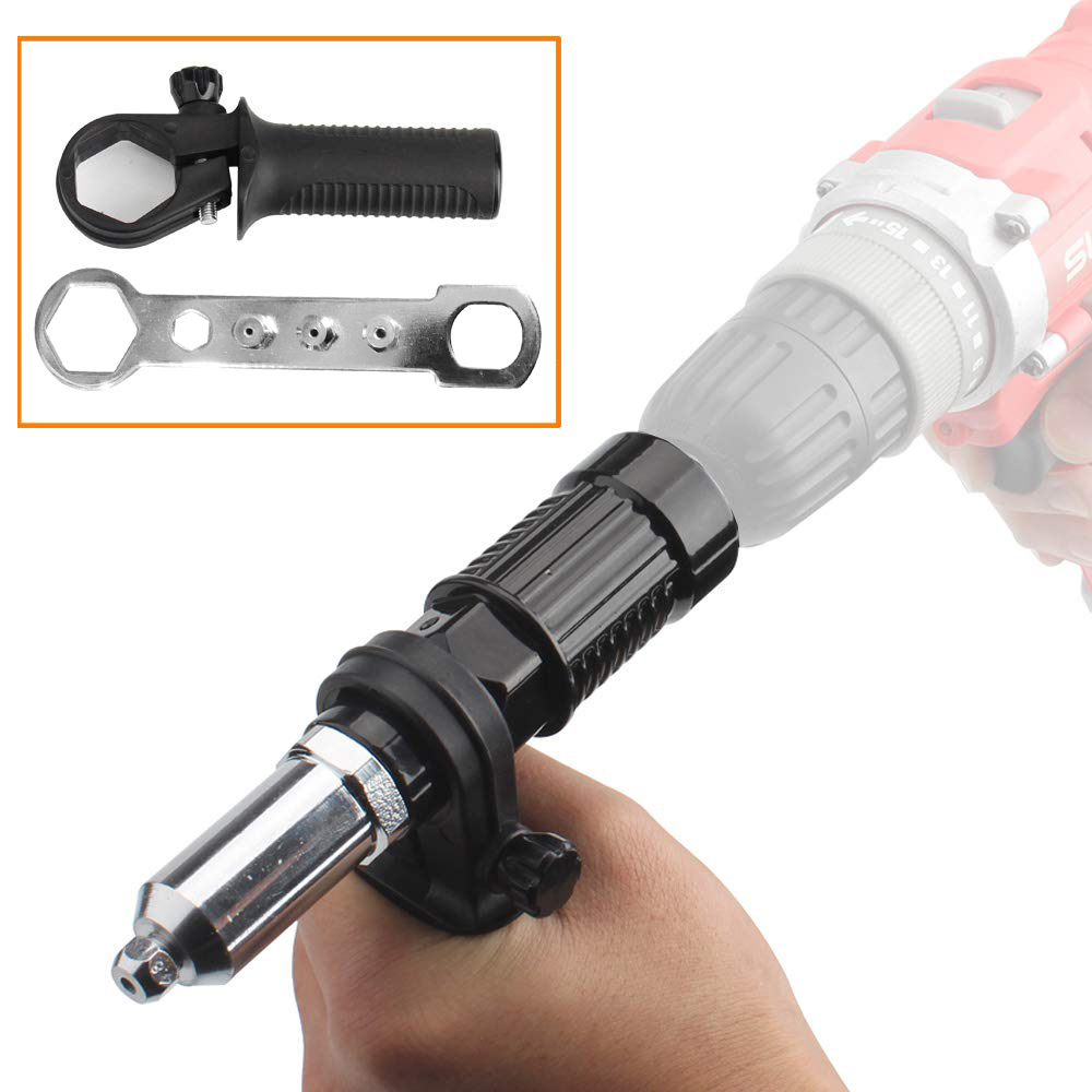 Podofo-Elétrica Rivet Gun Broca Adaptador, Conector de Conversão Sem Fio, Nut Gun Bit, 2.4-4.8mm, Ferramenta Bico