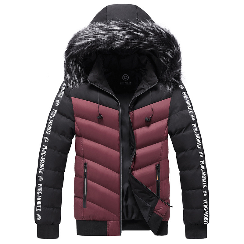 Inverno masculino quente acolchoado jaquetas moda masculina algodão grosso com capuz parkas homem gola de pele térmica blusão jaqueta roupas
