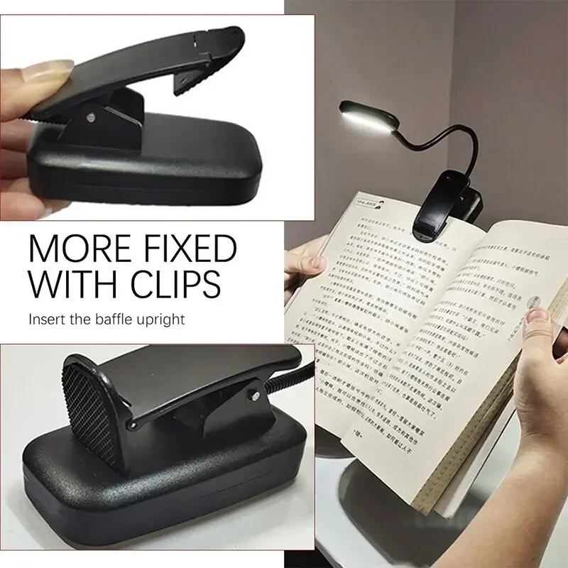 Tragbares Mini-LED-Buchlicht, Augenschutz, Leselicht, flexible Clip-On-Schreibtischlampe, batteriebetrieben, Nachtlicht für Schlafzimmer, Arbeitszimmer