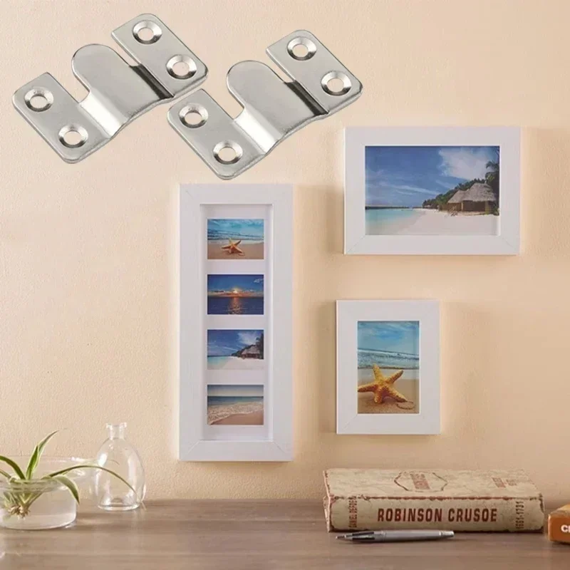 10pcs Flush Mount Bracket Interlock Hanging Buckle Furniture Connector Wall Picture Frame Hanger Display Photo Frames Hooks