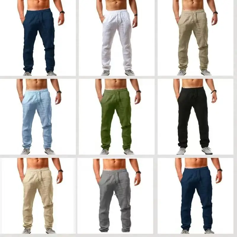 2025 Primavera ed estate nuovi uomini traspiranti pantaloni in puro cotone sport all'aria aperta corsa lenta tubo dritto pantaloni larghi a gamba larga