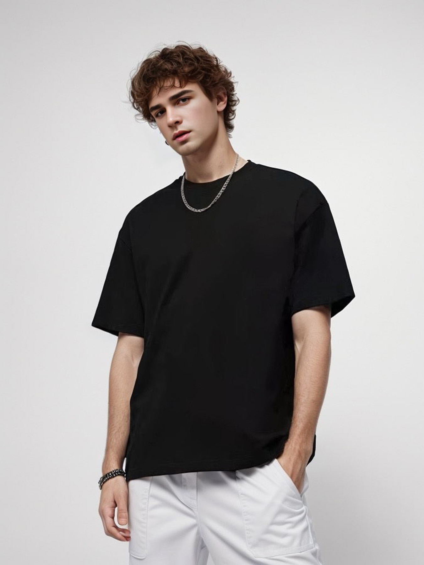 T-shirt pesante oversize da uomo di alta qualità da 9,9 once 280 g/m2 T-shirt a maniche corte in cotone tinta unita tendenza per il tempo libero verde bianco nero
