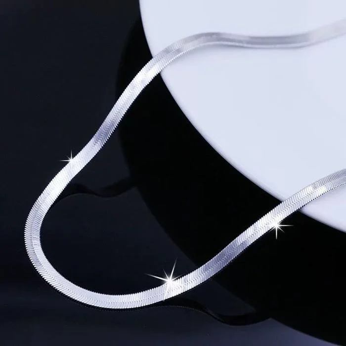Chất Liệu Bạc 925 Mỹ 4MM Lưỡi Dao Dây Chuyền Vòng Cổ Dành Cho Nữ Cao Cấp DỰ TIỆC CƯỚI Trang Sức Dự Tiệc Ngày Lễ Quà Tặng
