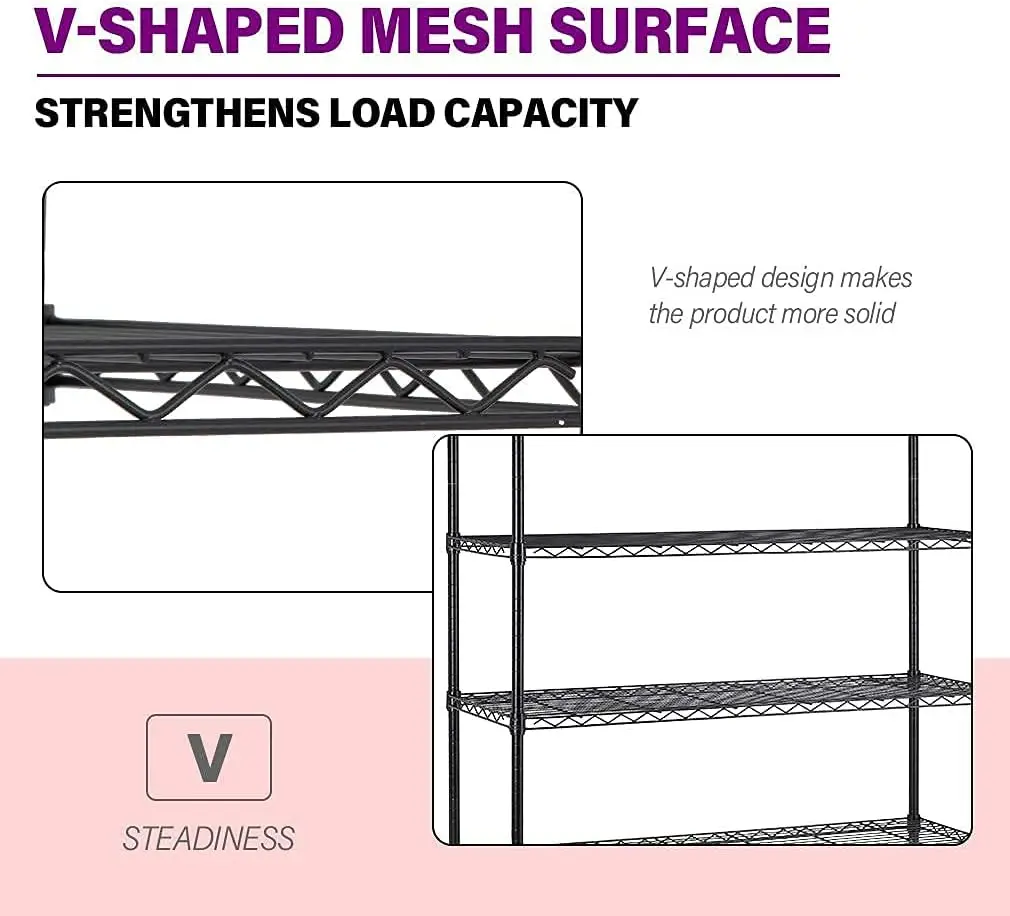 48"L×18"W×82"H Wire Shelving Unit Storage Cart Metal Shelf Rolling Utility Cart 2100Lbs Capacity with 6 Tier Casters Adjustable