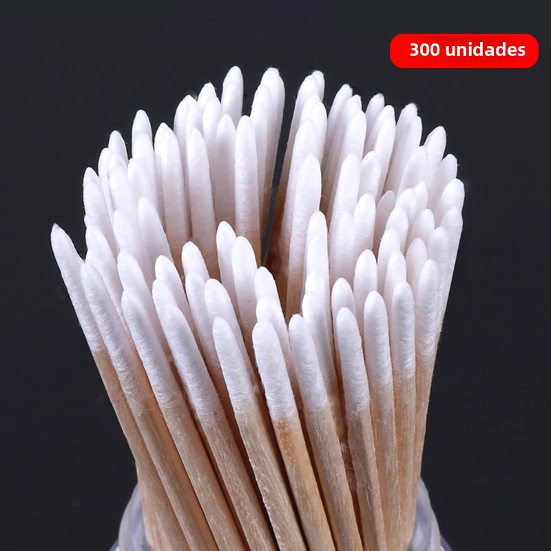 100/300 pçs bordado apontado cotonetes de algodão feminino ferramenta cosméticos nariz orelha limpeza batom cabeça vara bastonil pano de algodão