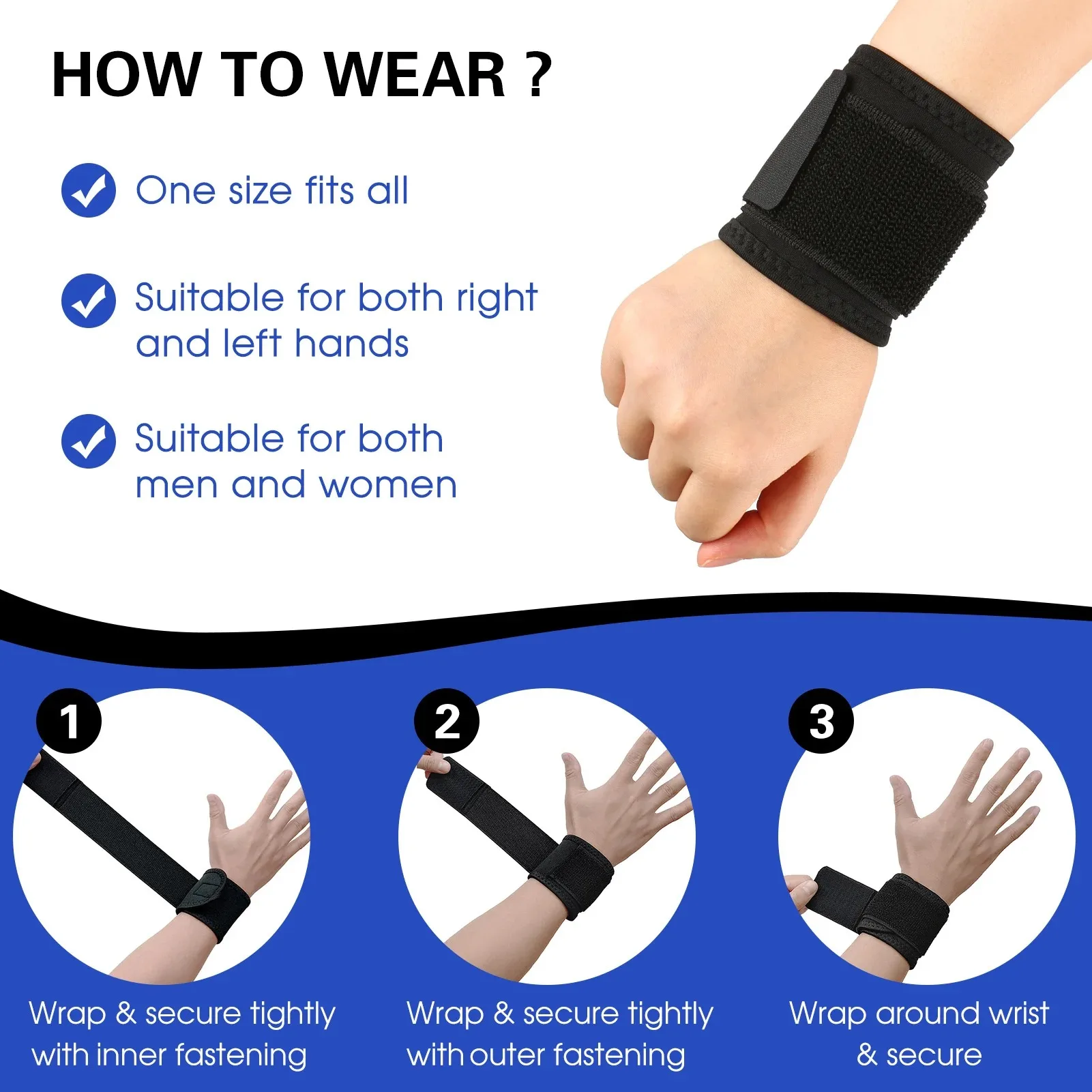สายรัดข้อมือรั้งข้อมือStabilizerปรับผ้าพันแผลข้อมือProtectorซ้าย/ขวามือข้อมือWrapsฟิตเนสสํานักงานบรรเทาอาการปวด