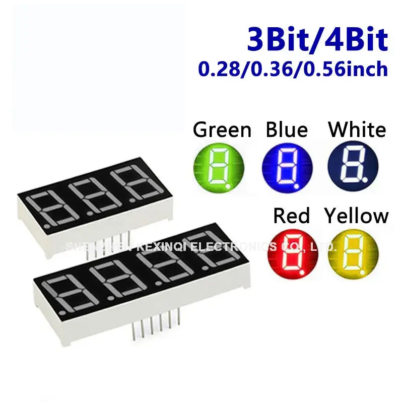 5 pz Display a cifre LED bianco da 0,28 pollici 0,36 pollici 0,56 pollici 3 bit 4 bit Anodo catodo Display a 7 segmenti Luce LED Tubo digitale