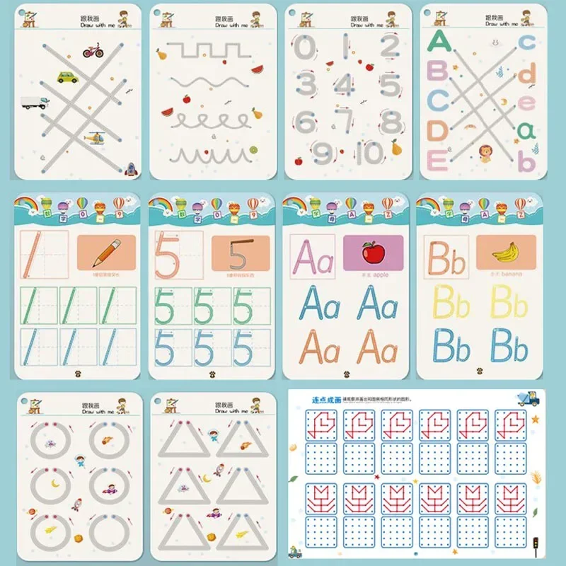 Magical Tracing Workbook Montessori Books for Children Pen Control Training Reusable Calligraphy Copybook for Kids Educational
