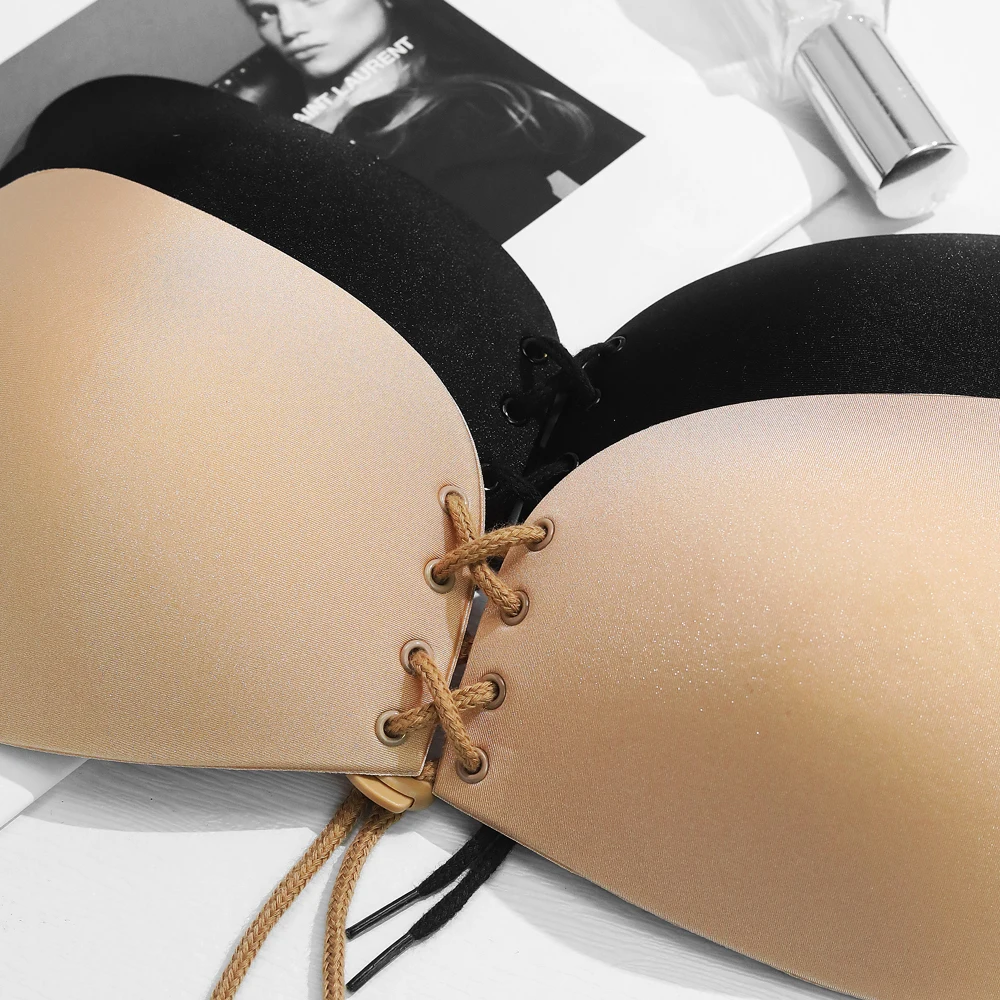 Sutiã adesivo sem alças invisível, sutiã push up sem alças, lingerie sexy sem costas, sem costura, bralette de silicone