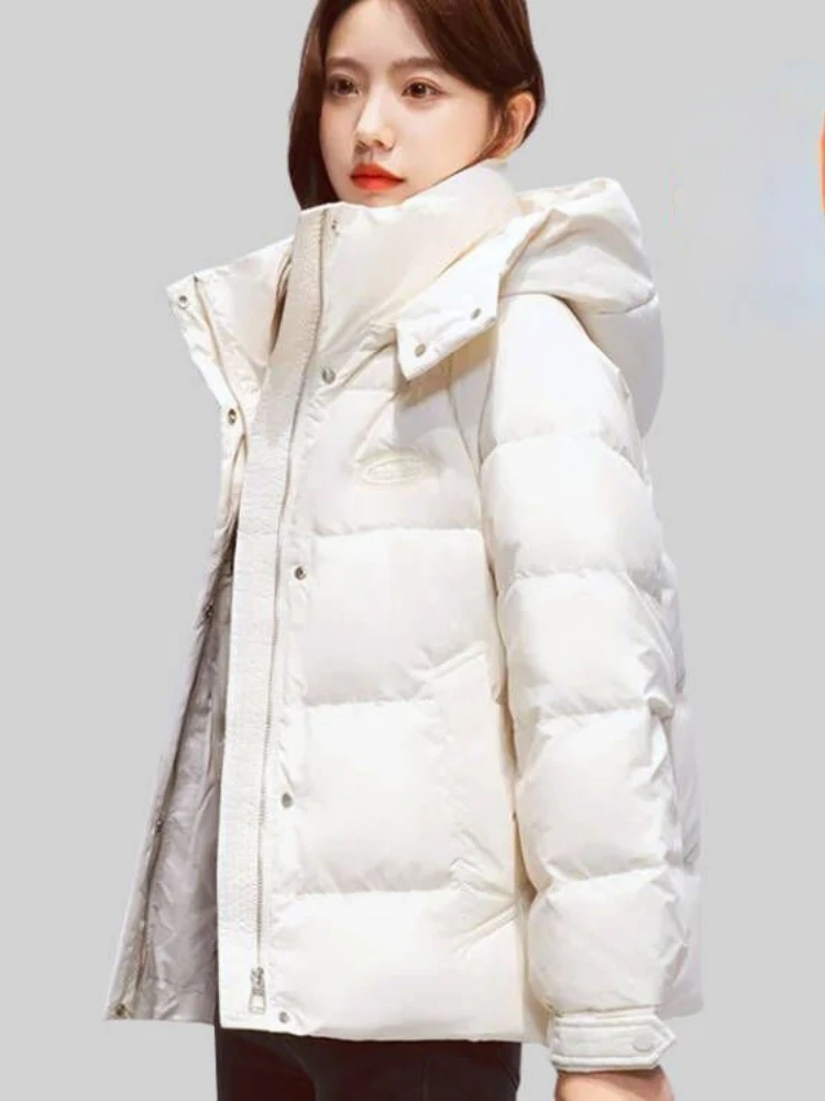 Mulheres coreano grosso quente para baixo algodão puffer jaqueta manga longa com capuz parka casaco de inverno bolsos sólido plus size solto casaco