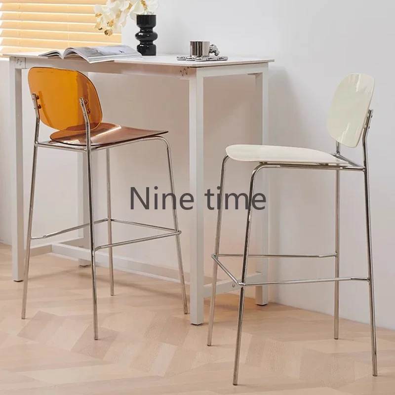 Taburetes De Bar De diseño minimalista transparente, taburetes De hierro acrílicos creativos para recepción, silla alta, accesorios De Bar, muebles
