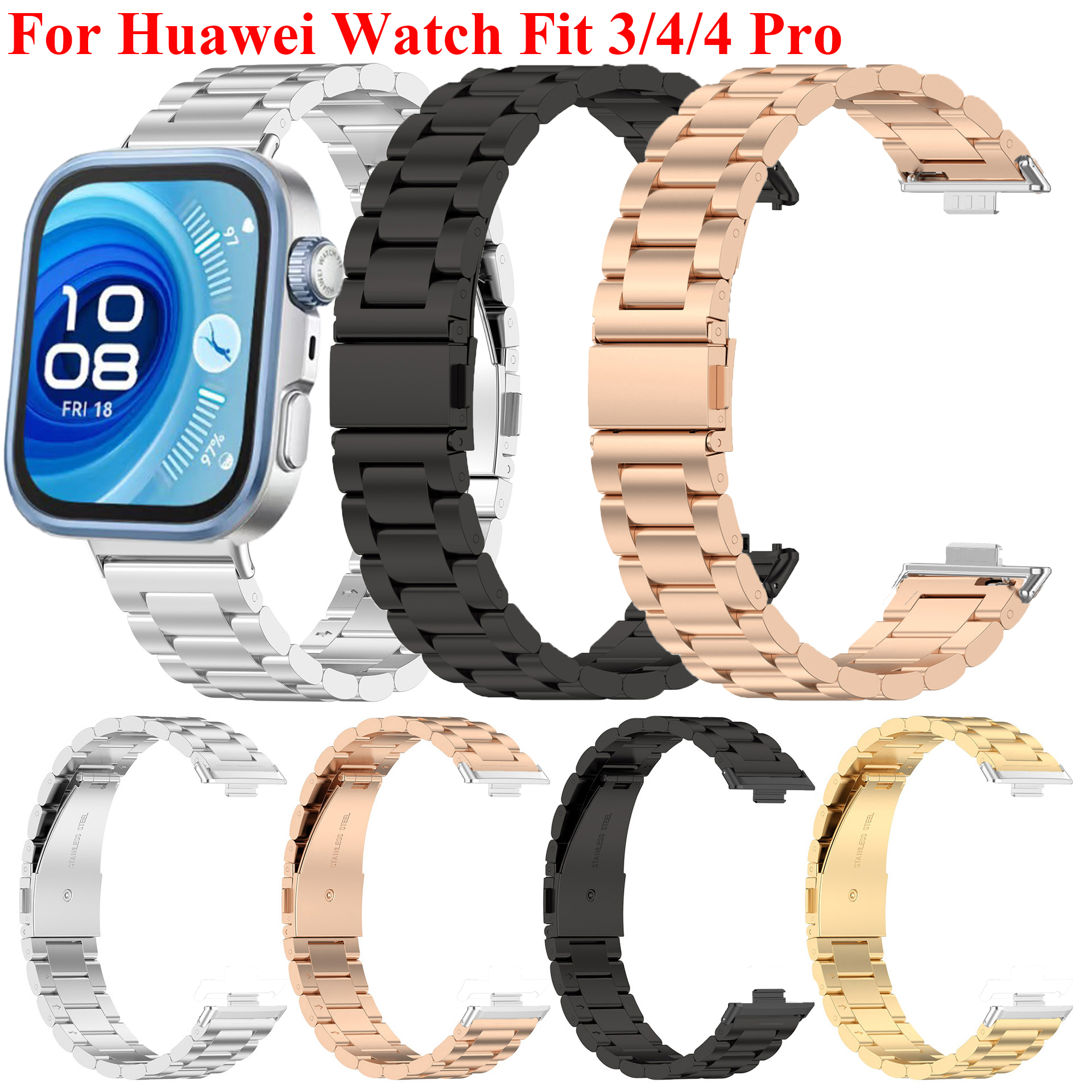 Stainless Steel Strap For Huawei Watch Fit 3 4 4Pro Bracelet Correa Men Women Band Metal Watchband For Huawei Fit4 Fit4pro Fit3