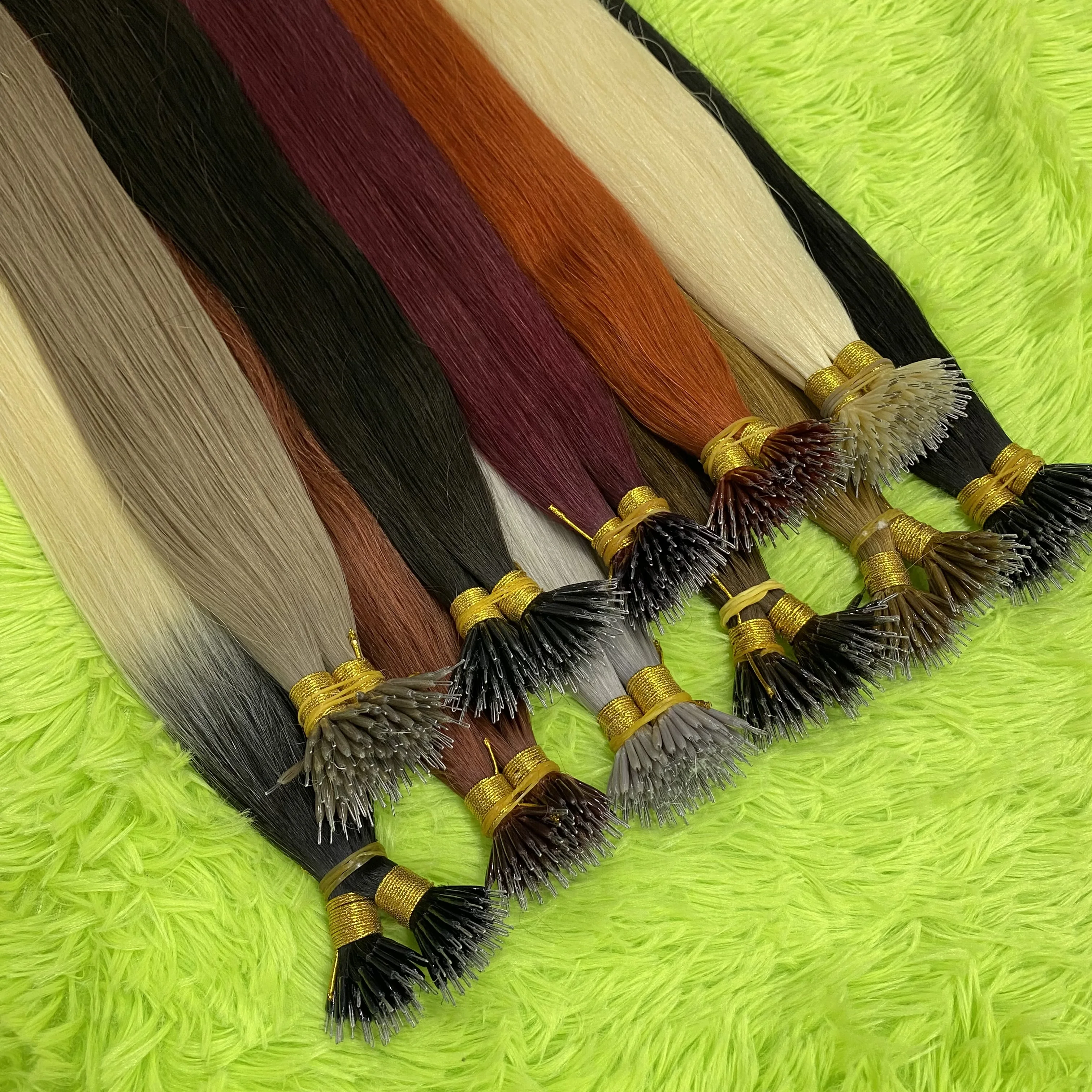 Nano anel extensões de cabelo ombre 100% humano remy extensões de cabelo nano anel micro contas ponta grossa cabeça cheia 18 "-30" extensões