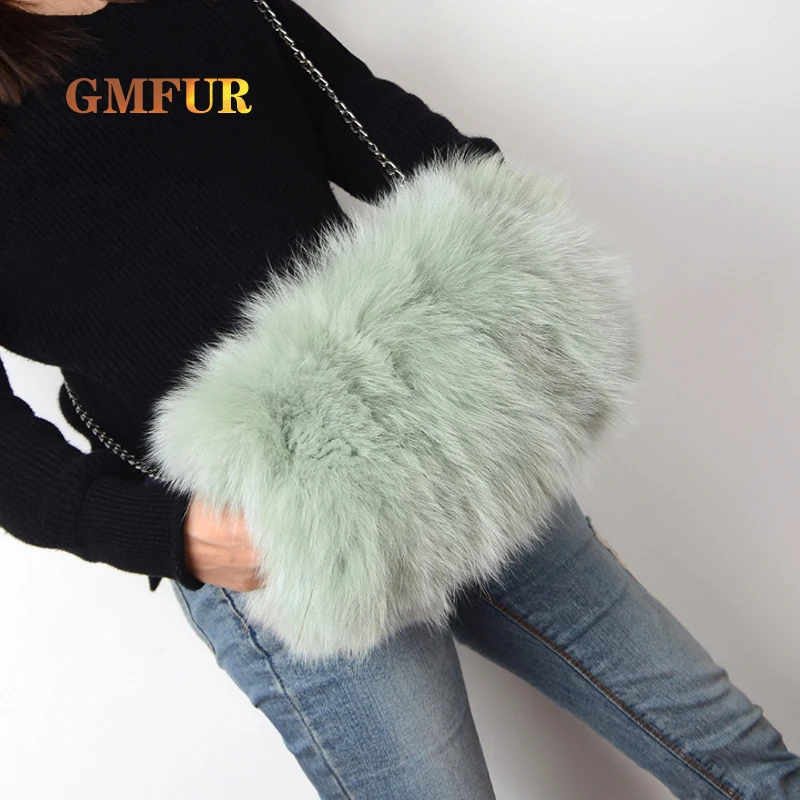 Hình Thật 100% Cáo Lông Tay Túi Mùa Đông Nữ Mới Xác Thực Lông Tơ Dễ Thương Thương Hiệu Dây Chuyền Túi Đeo Vai Thời Trang Cao Cấp phụ Nữ