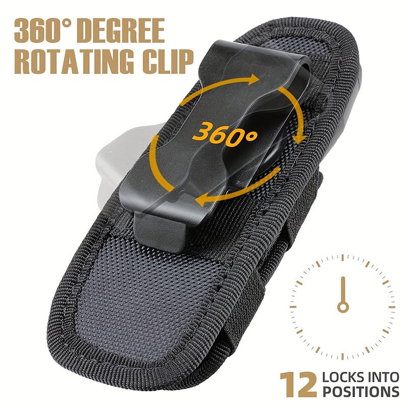 Torcia tattica Custodia per cintura Borsa per torcia Durevole Accessorio per illuminazione da caccia Kit di sopravvivenza Custodia per torcia rotante con fondina da 360 gradi