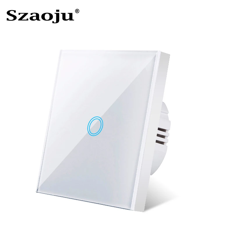 EU 터치 스위치 센서 스위치 중성선 필요 없음 벽 램프 전등 스위치 1/2/3 Gang AC100-240V LED 크리스탈 유리 패널