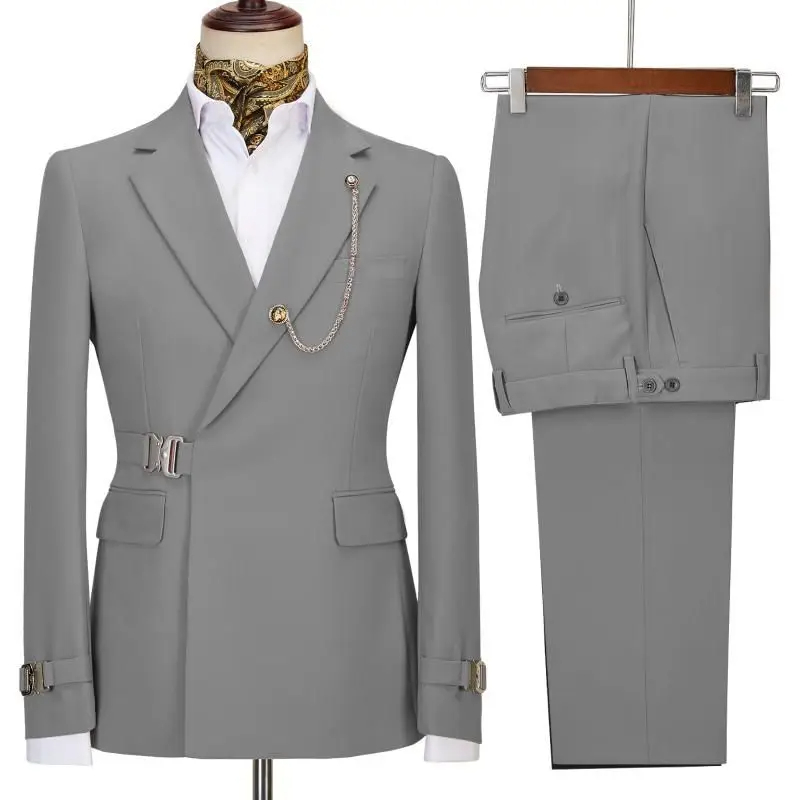 Trajes de hombre, Blazer, pantalones para hombre, chaqueta 2024, diseño italiano, solapa con muescas, fiesta, boda, traje ajustado para hombre, ropa de 2 piezas