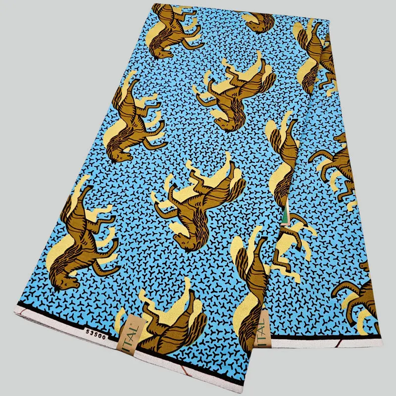 Afrikaanse katoenen was bedrukte stof, batikstof, bedrukking met parelpoeder, klassiek populair ontwerp, 6 meter per stuk
