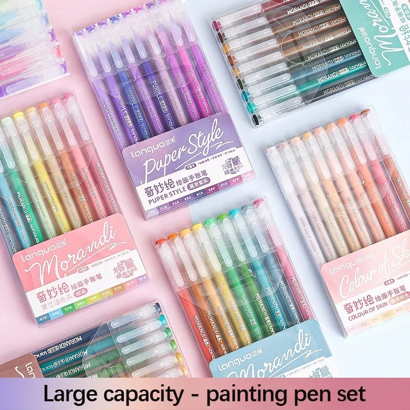 マルチカラーモランディカラーペン、ドローイングインクジェルペン、アートマーカー、グラフィティライナー、学校事務用品、文房具、168個、9個