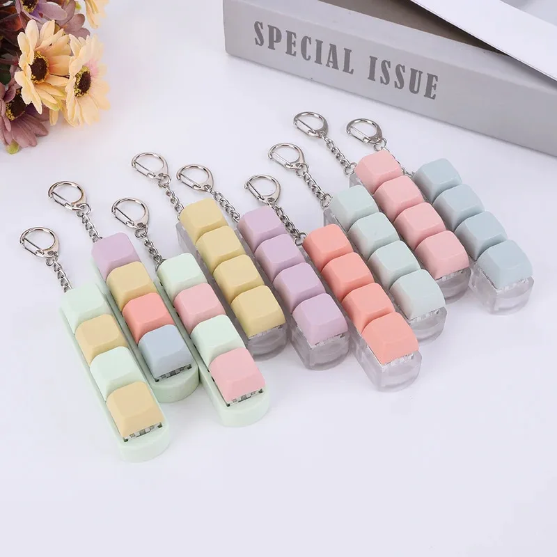 Chaveiro de interruptor de teclado mecânico - brinquedo fidget de 4 teclas para alívio do estresse, presente sensorial de pressão DIY para adultos