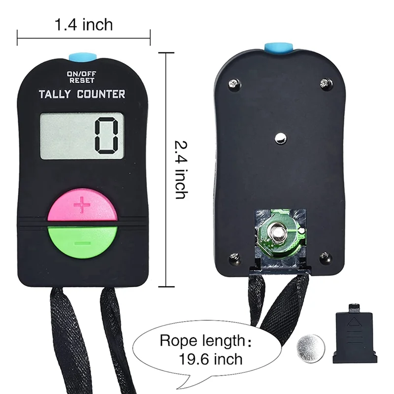 BABQ 2 ชิ้น Digital Hand Tally Counter อิเล็กทรอนิกส์เพิ่มลบ Manual Clicker มือถือ Mechanical Number คลิกเคาน์เตอร์