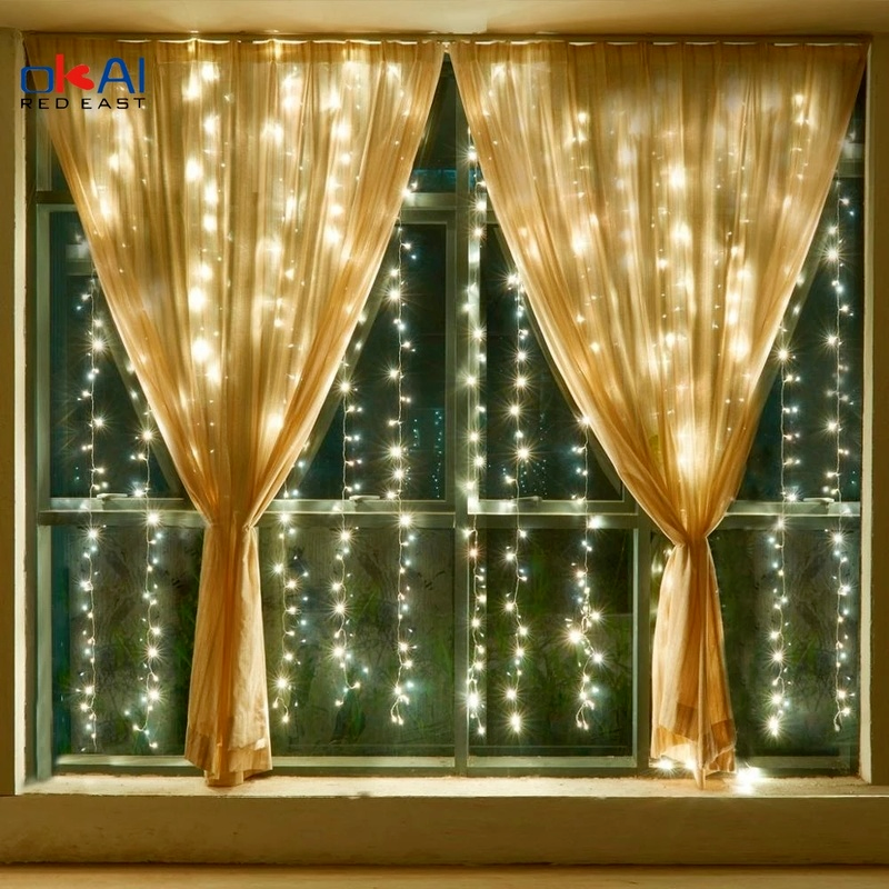 Guirnalda de luces de hadas para boda, 3x2/3x1/3x3M, Navidad, 300 LED, guirnalda navideña para fiesta en el jardín, decoración de cortinas de calle para el hogar al aire libre