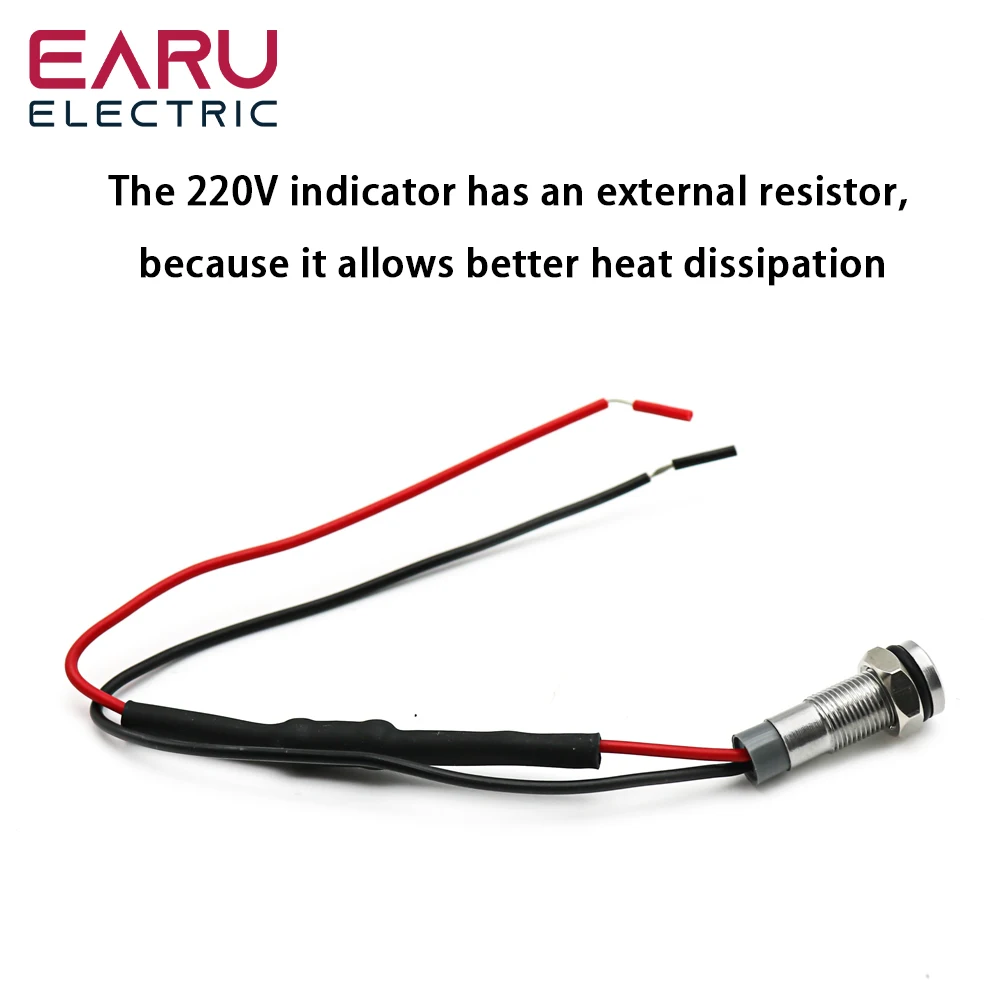 1PC IP65 6mm LED Waterproof Metal Indicator Light Signal Lamp With Wire 5V 12V 24V 220V Red/Yellow/Blue/Green/White Metal Button