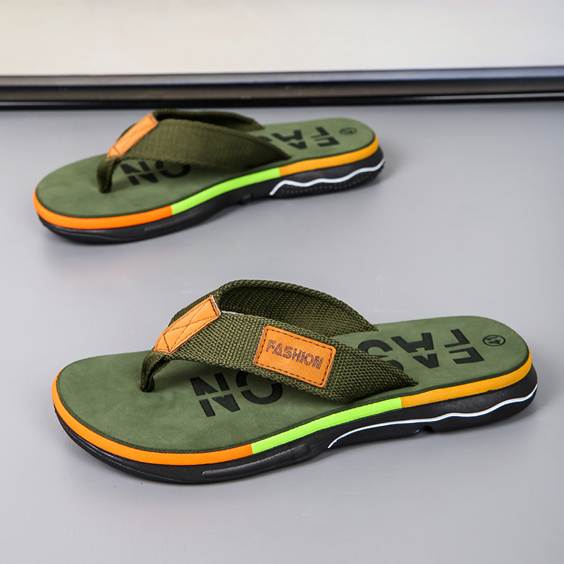 Шлепанцы мужские пляжные, Нескользящие сандалии зеленого цвета, уличные тапочки, летние Тапочки